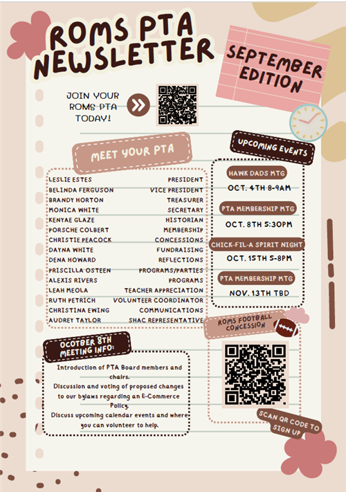 ROMS PTA Newsletter September