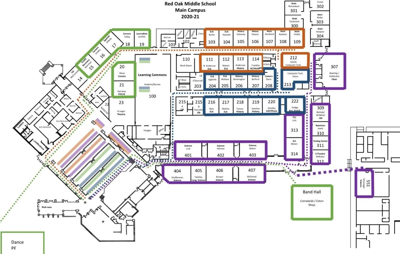 map showing lunch seating for main campus 